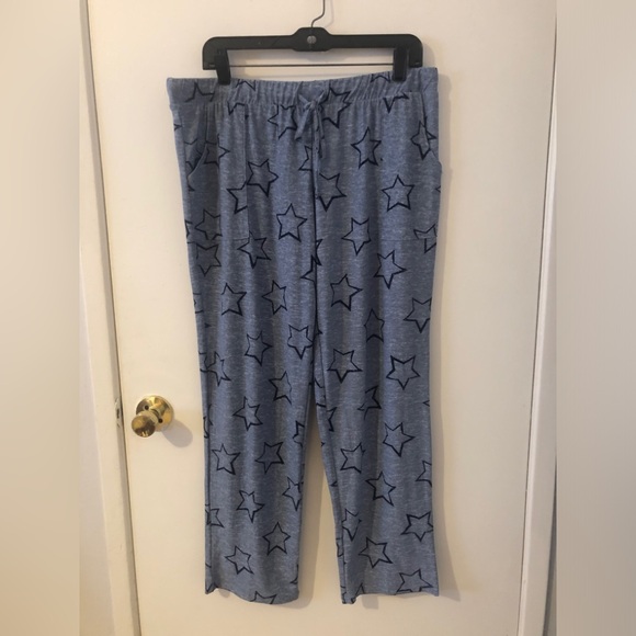 Lucky Brand Stars gray Comfy cozy Lounge pants pajamas wide leg size Large - Picture 2 of 6